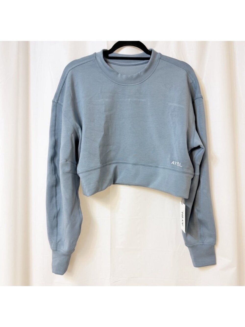 AYBL Oversized Cropped Jumper Sweatshirt Blue Small NWT
